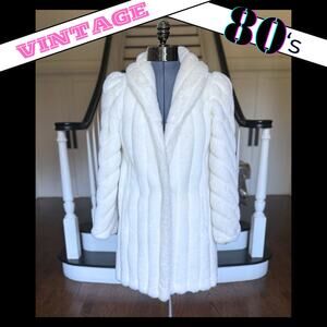 Vintage 80s 90s Mob Wife White Faux Fur Coat Winter Punk Alt Glam Rock Retro 40s